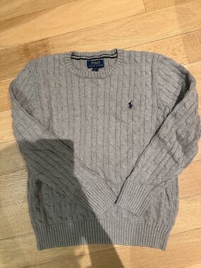 Polo by Ralph Lauren BOYS Gray Cable-Knit Crewneck Sweater